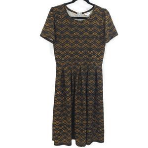 LuLaRoe Amelia Black Yellow Chevron Dress